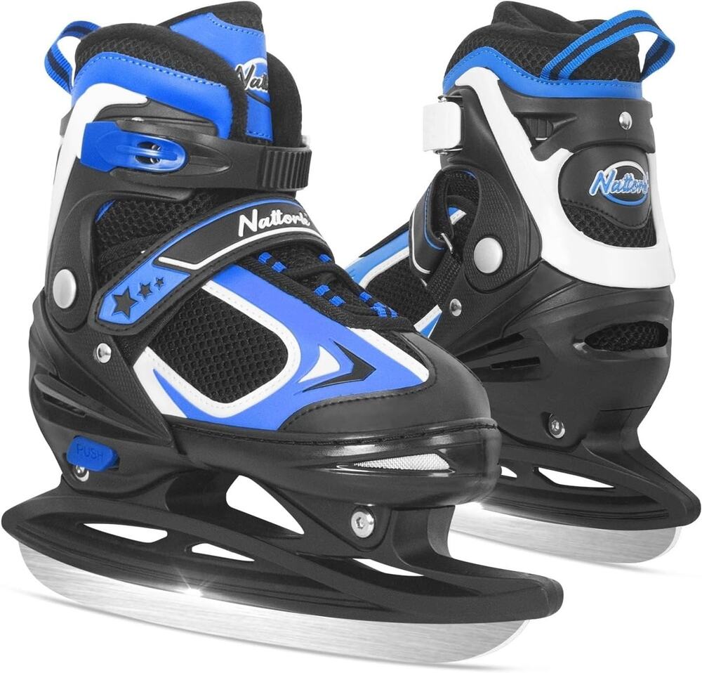 Nattork Adjustable Ice Skates for Boys, Kids and Women, Soft Padding and Reinfor